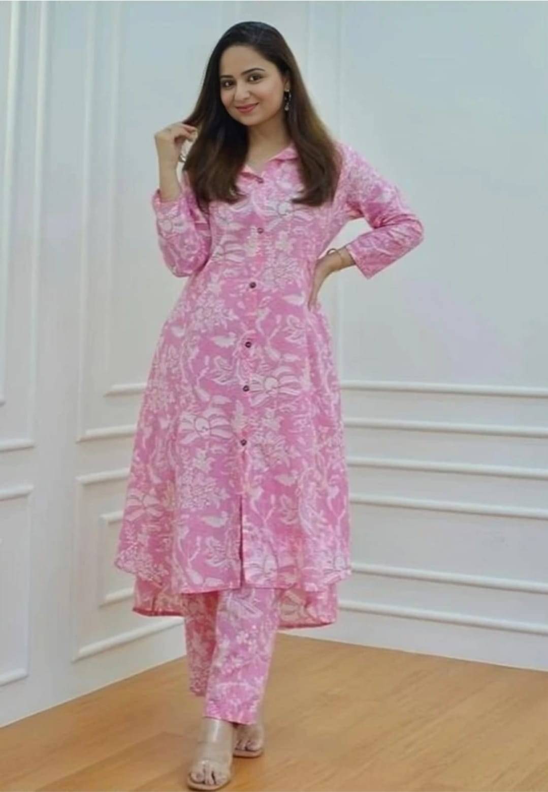     			Dekha Style Women Rayon Printed A-line Kurti With Pants ( Pink )