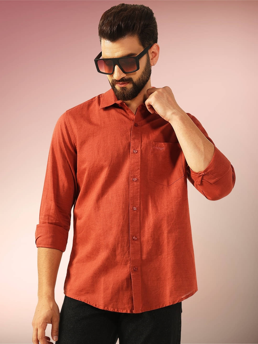     			ENSPYR 100% Cotton Regular Fit Solids Full Sleeves Men's Casual Shirt - Maroon ( Pack of 1 )