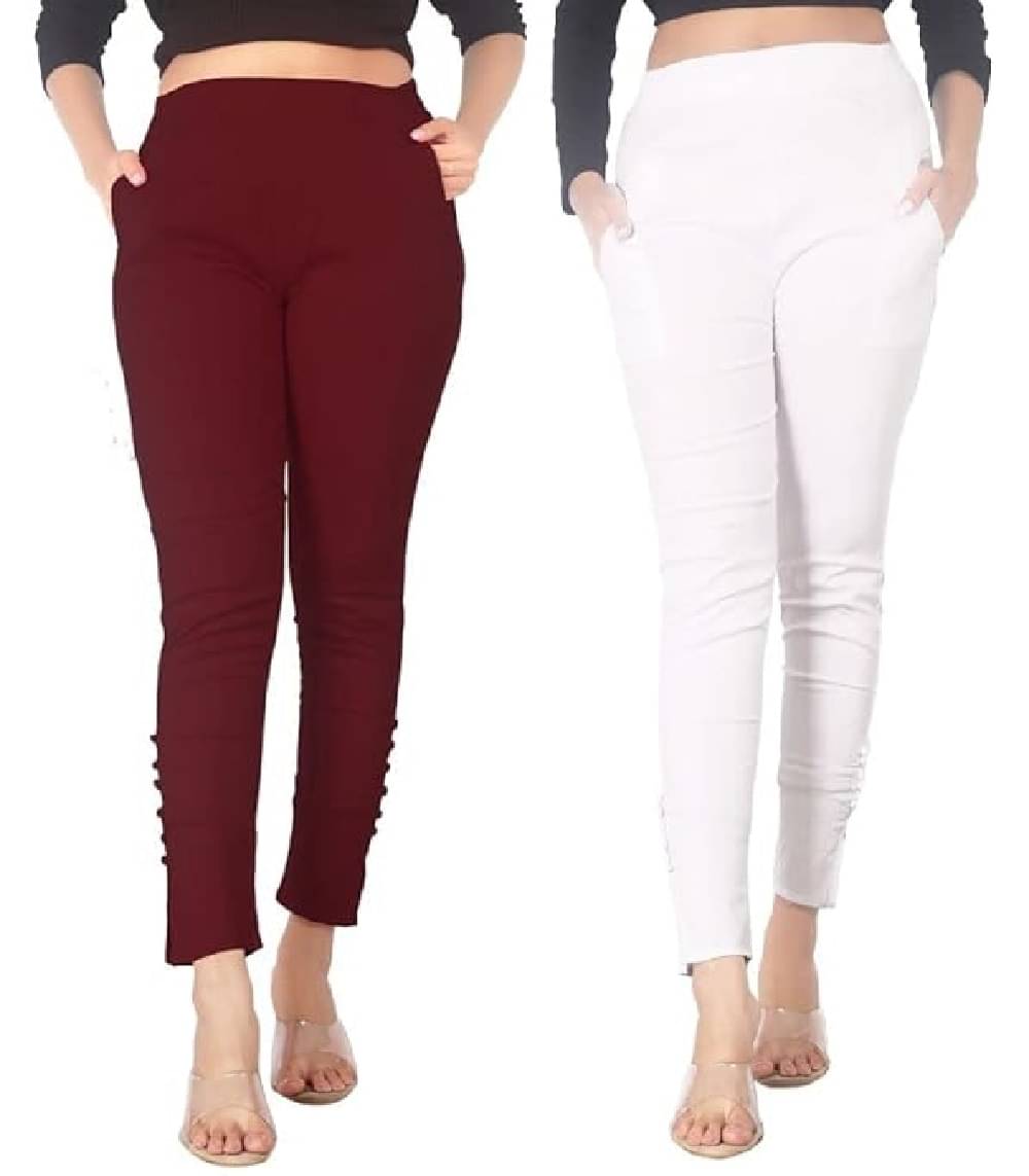     			FeelBlue Pack of 2 Cotton Blend Women Straight Pant ( Multicolor 6 )