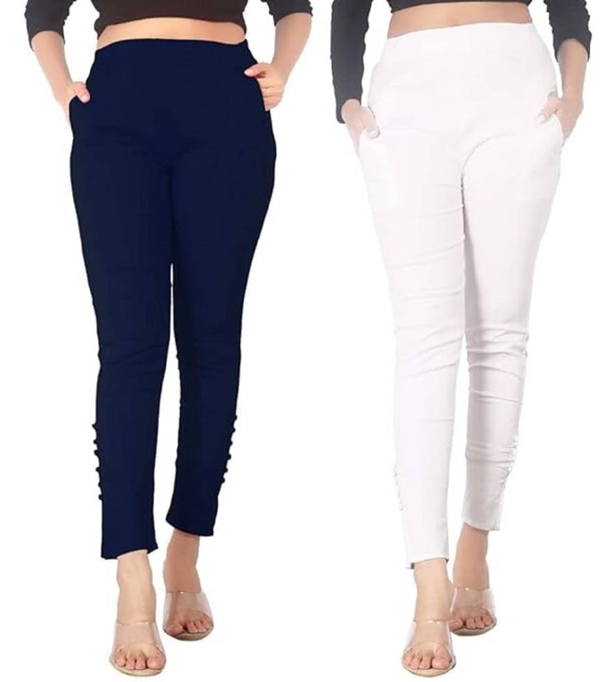     			FeelBlue Pack of 2 Cotton Blend Women Straight Pant ( Multicolor 3 )