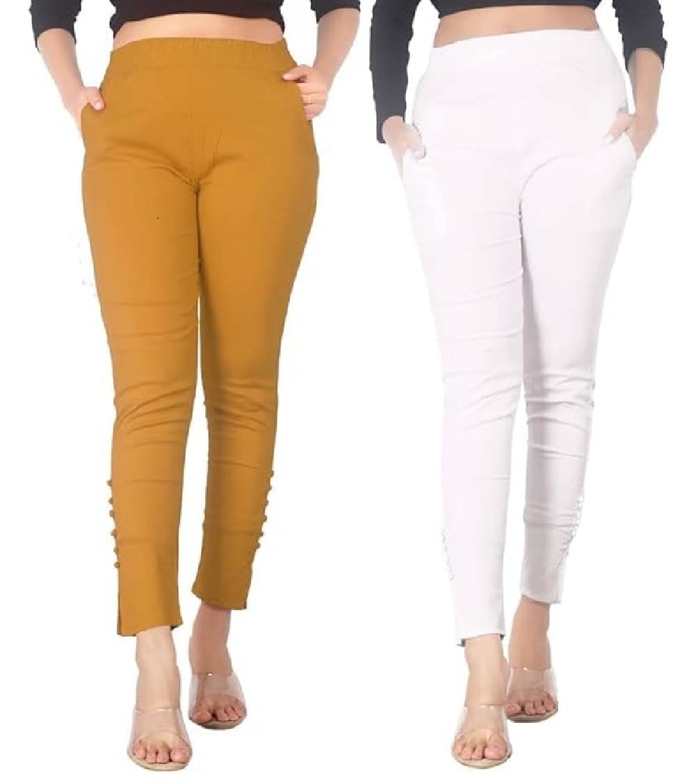     			FeelBlue Pack of 2 Cotton Blend Women Straight Pant ( Multicolor 9 )