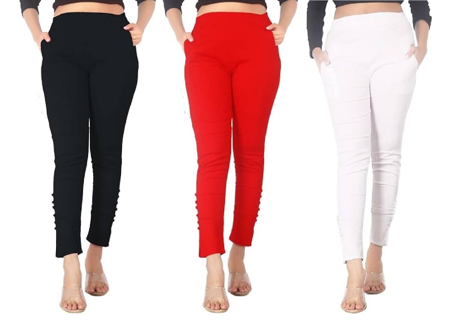     			FeelBlue Pack of 3 Cotton Blend Women Straight Pant ( Multicolor 9 )