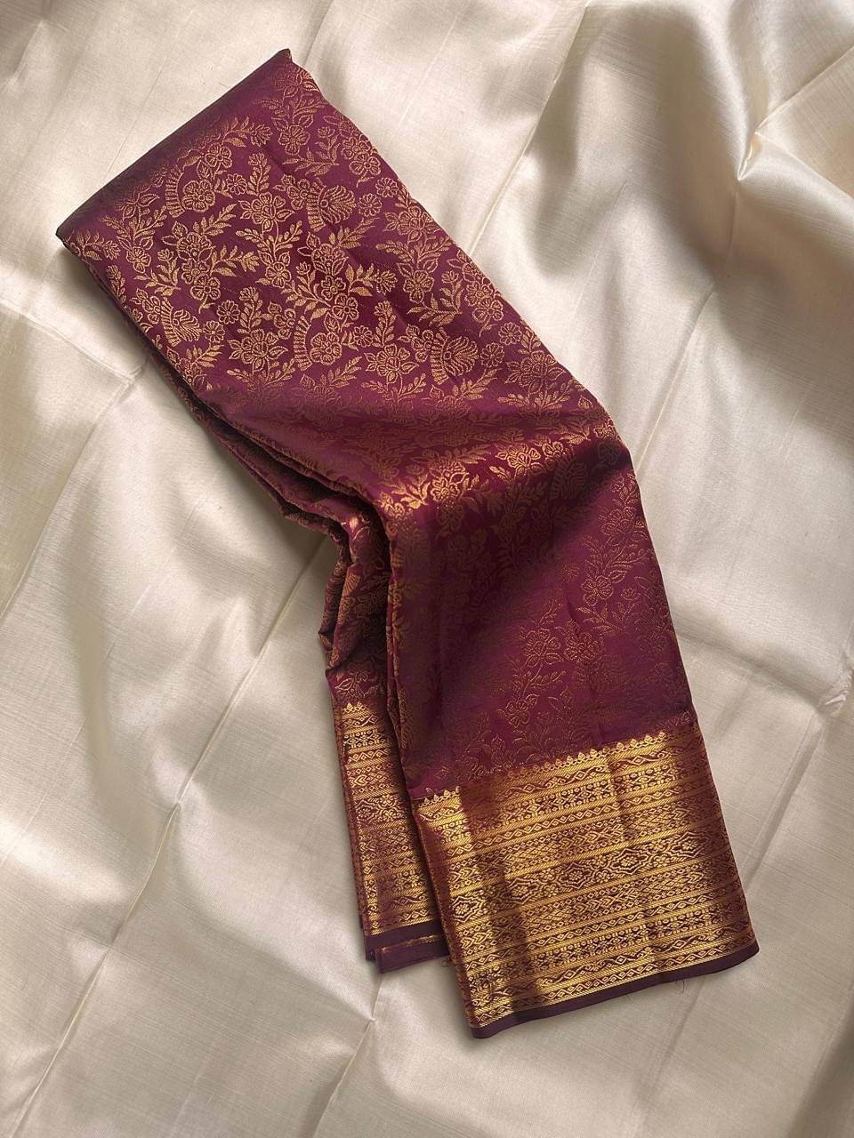     			Flosive Art Silk Striped Banarasi saree With Unstitched Blouse Piece ( Wine )