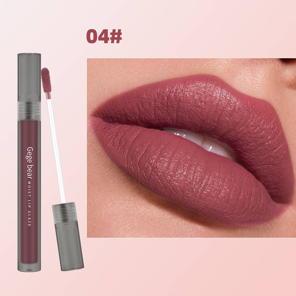     			GEGE BEAR Pink Matte Lip Gloss 3