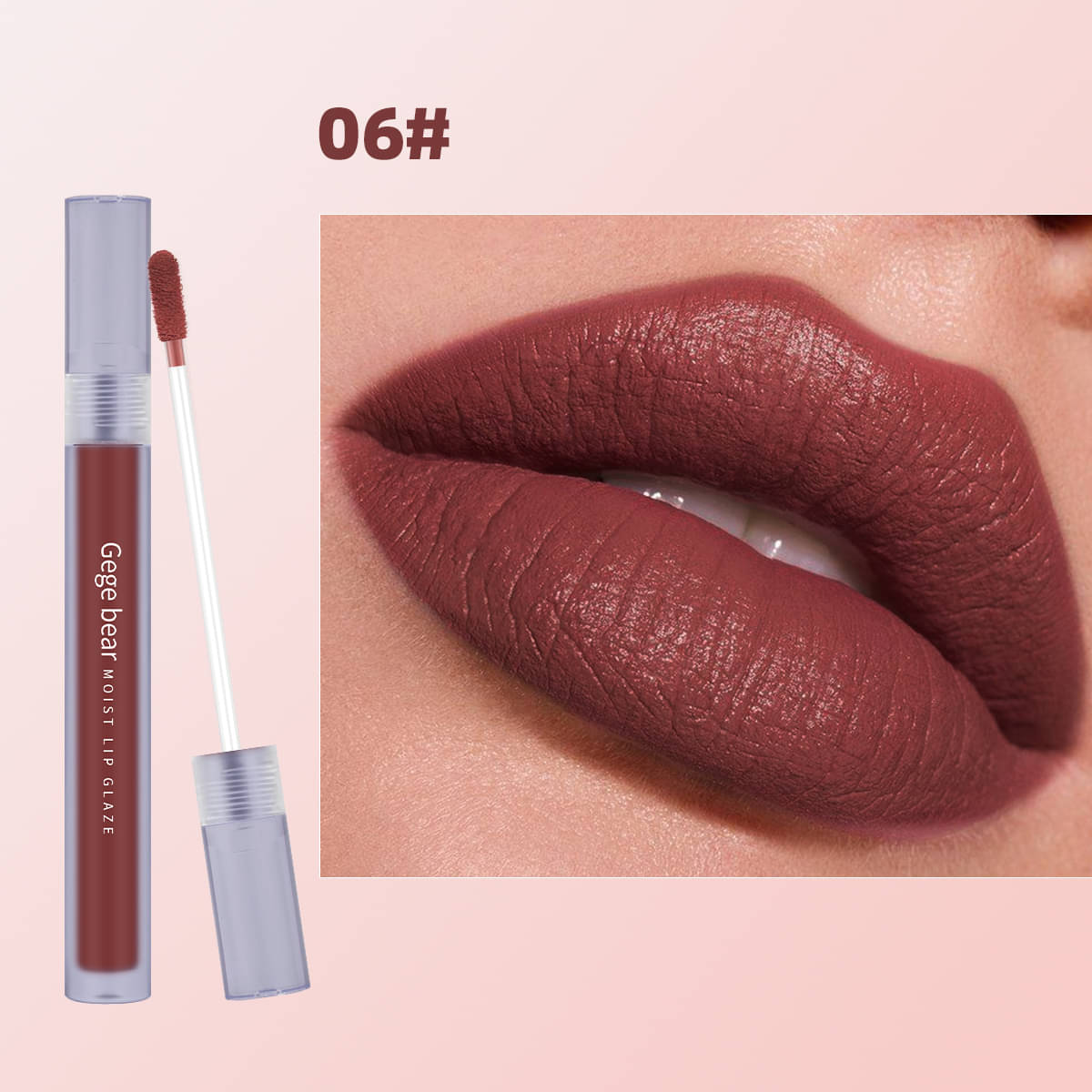     			GEGE BEAR Pink Rose Matte Lip Gloss 3