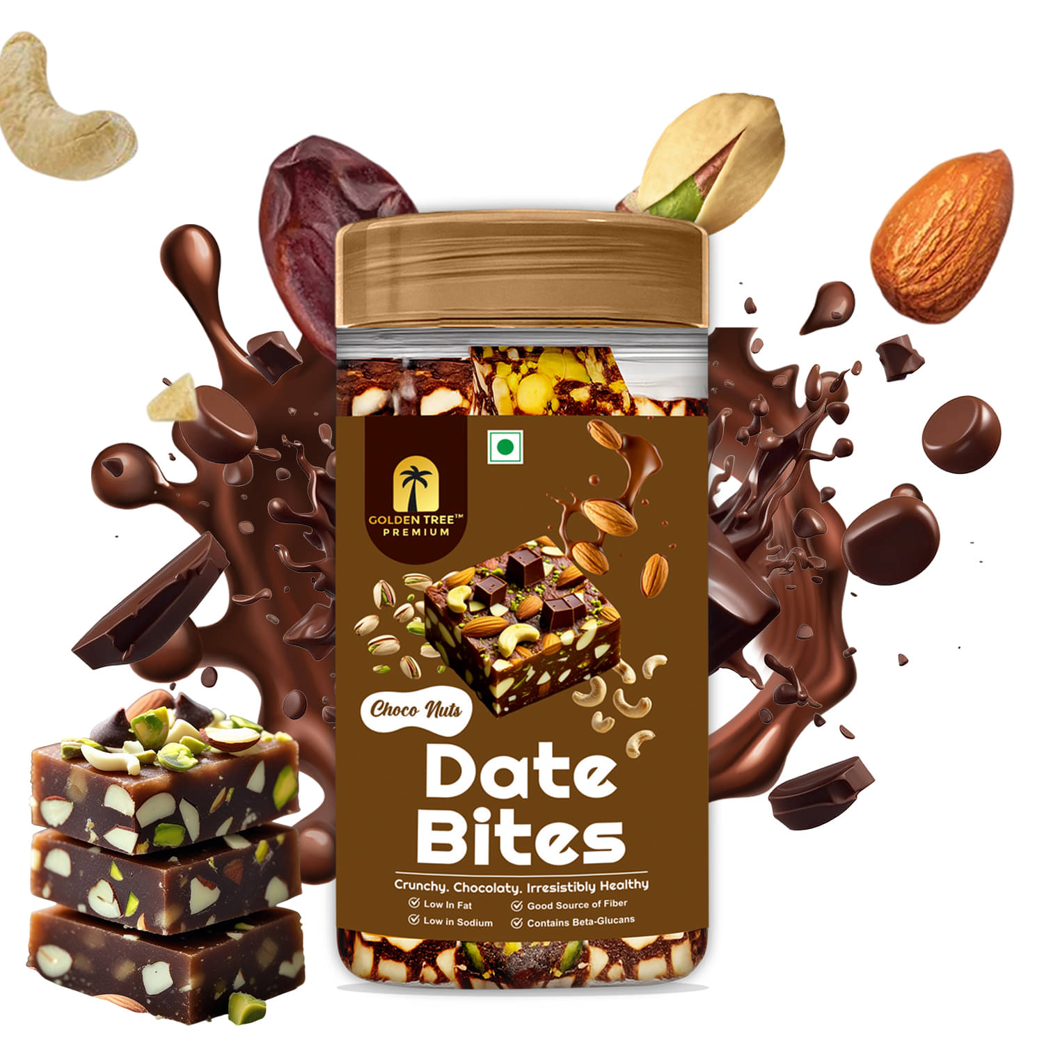     			Golden Tree Choco Nuts Dates Bites 180 gm