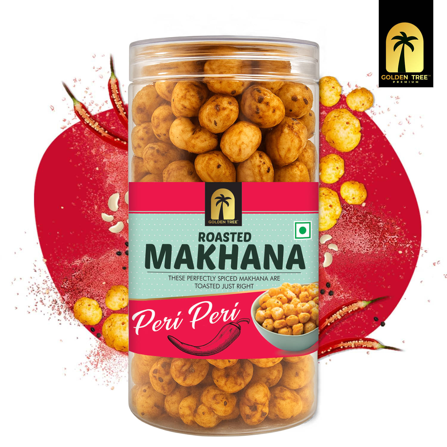     			Golden Tree Lotus Seeds Pop /Gorgon Nut Puffed Kernel (Peri-Peri Makhana) 100gm