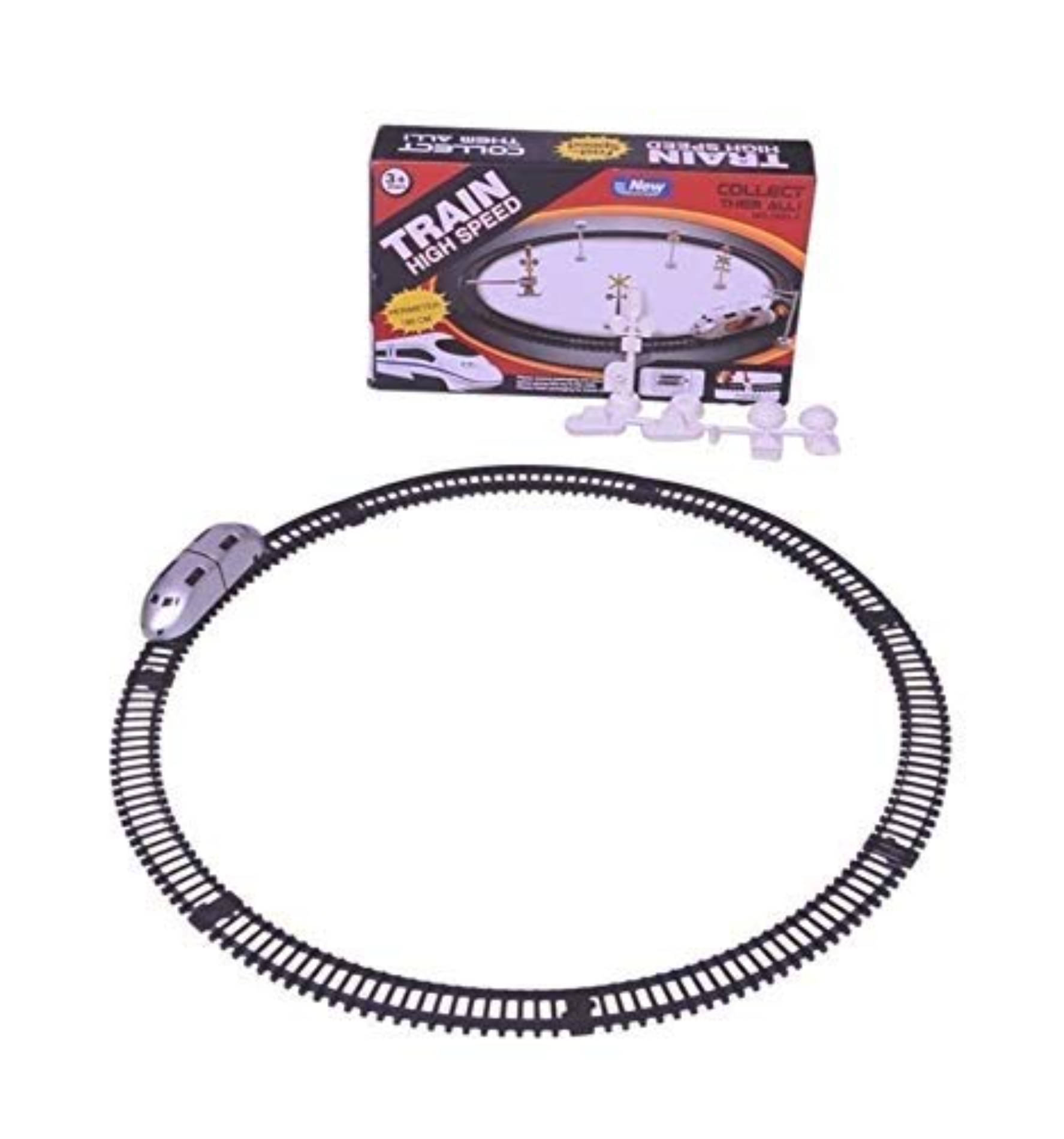     			High Speed Battery Operated Train Set with Track Length  Assembly Required Includes Stickers & Signals  Electric Toy Train for Kids