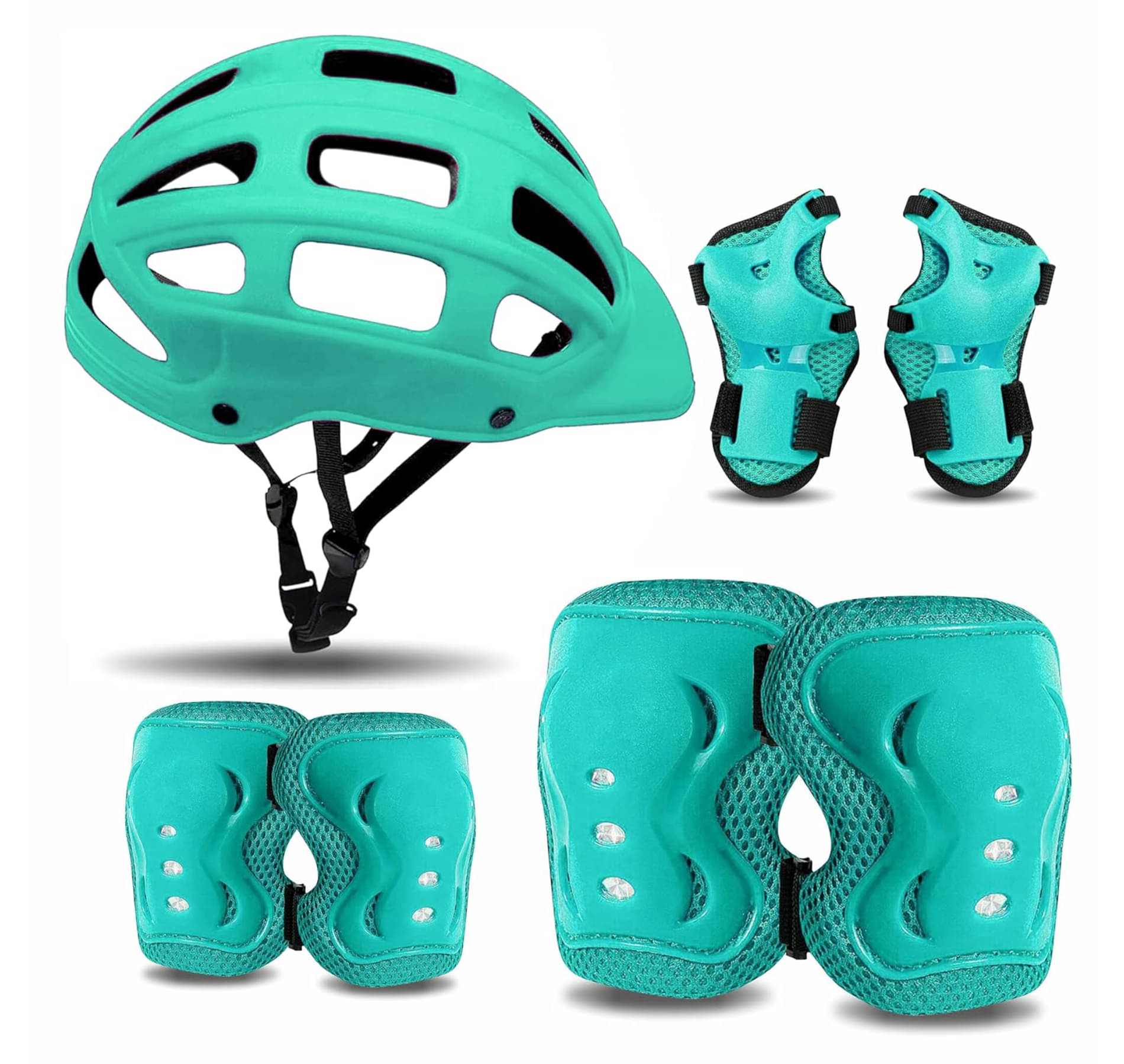    			Jaspo SX PVC 4 Protective Set Suitable for Age Group Upto 12 Years Old (Cyan, Large)