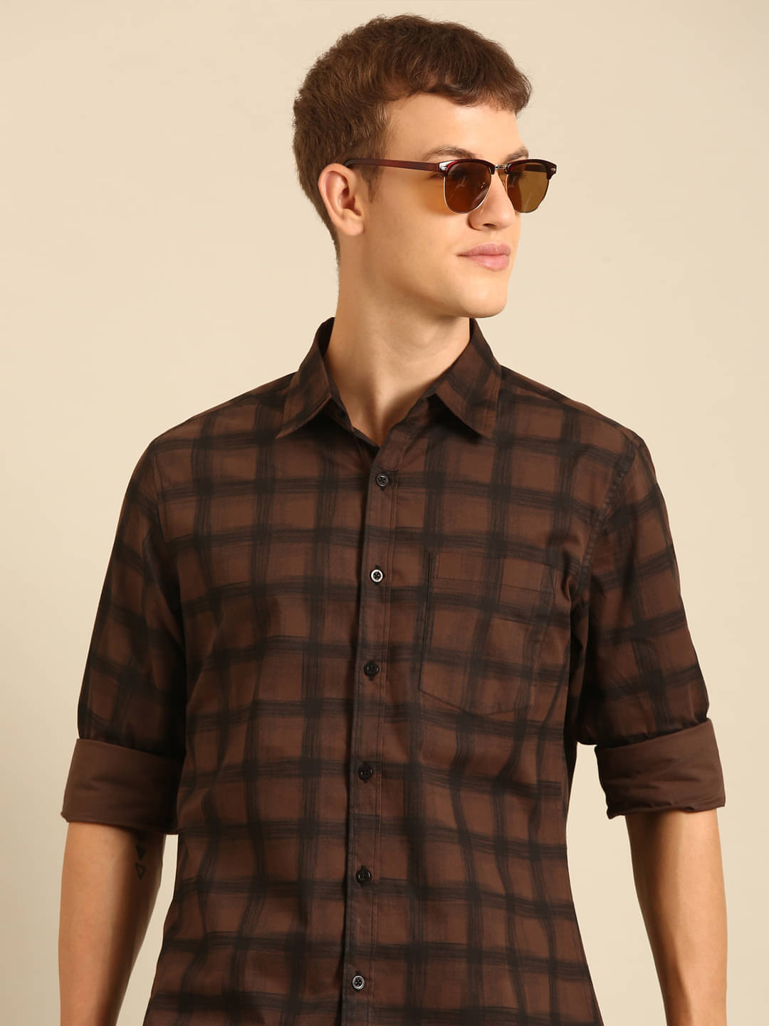     			Joven 100% Cotton Regular Fit Printed Full Sleeves Men's Casual Shirt - Brown ( Pack of 1 )