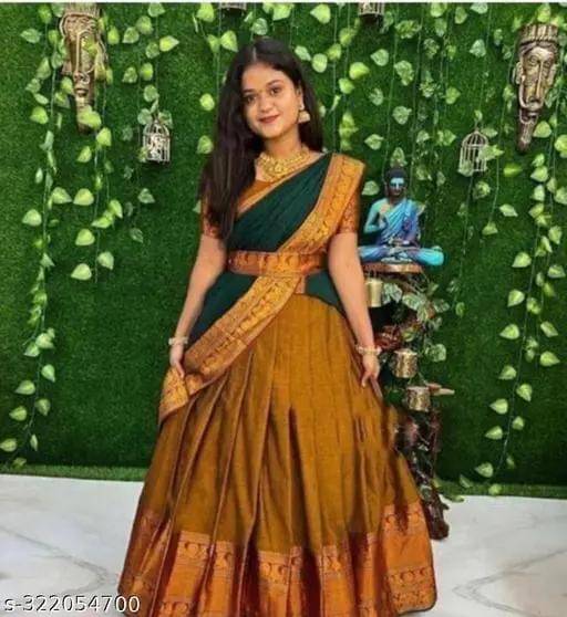     			Kashtbhanjan Silk Printed Regular Saree With Stitched Blouse ( Green )