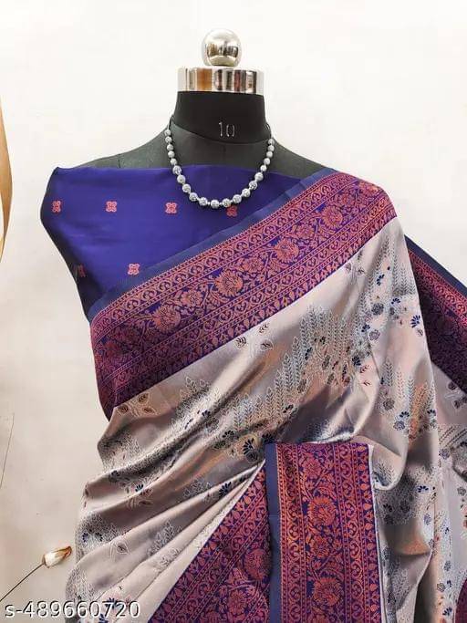     			Kashtbhanjan Silk Printed Regular Saree With Stitched Blouse ( Black )