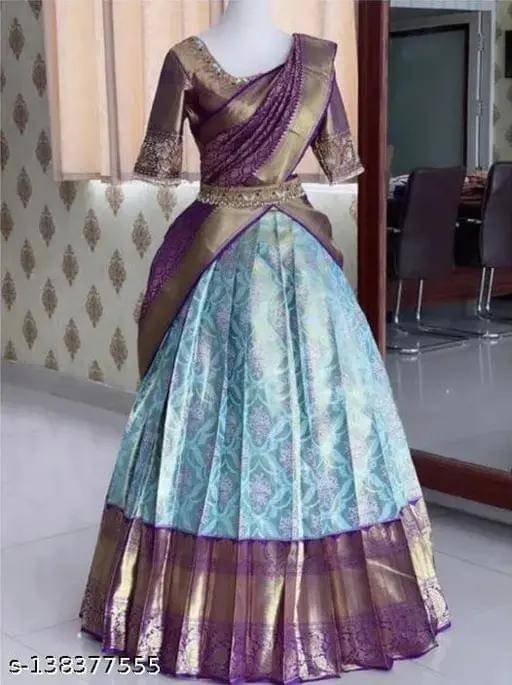     			Kashtbhanjan Silk Solid Regular Saree With Stitched Blouse ( Purple )
