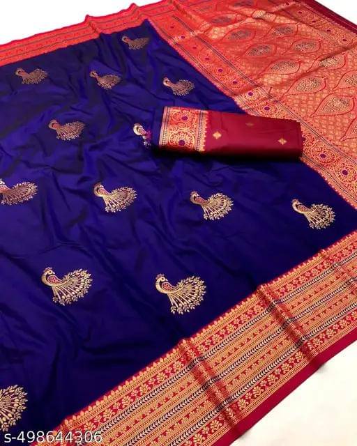     			Kashtbhanjan Silk Solid Regular Saree With Stitched Blouse ( Teal )