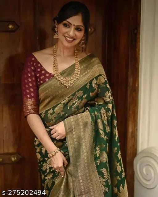     			Kashtbhanjan Silk Solid Regular Saree With Stitched Blouse ( Blue )