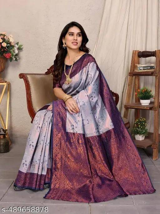     			Kashtbhanjan Silk Solid Regular Saree With Stitched Blouse ( Mauve )