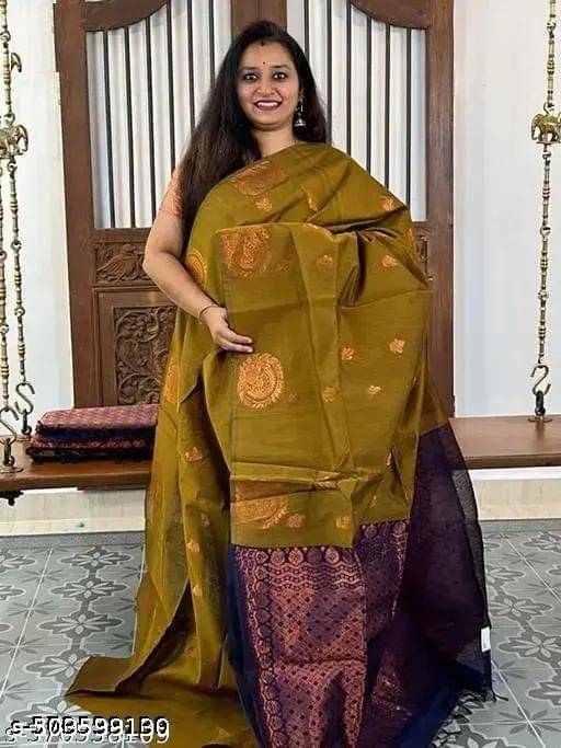     			Kashtbhanjan Silk Solid Regular Saree With Stitched Blouse ( Green )