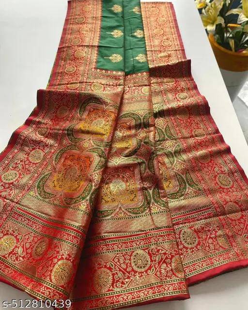     			Kashtbhanjan Silk Solid Regular Saree With Stitched Blouse ( Green )