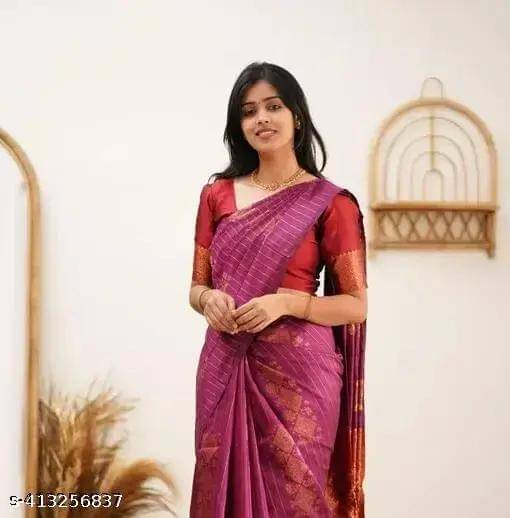     			Kashtbhanjan Silk Solid Regular Saree With Stitched Blouse ( Purple )
