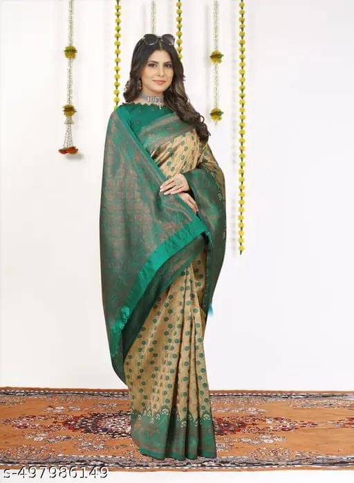     			Kashtbhanjan Silk Solid Regular Saree With Stitched Blouse ( Green )