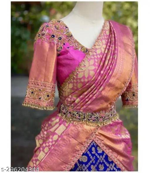 Kashtbhanjan Silk Woven Design Regular Saree With Stitched Blouse ( Pink ) Kashtbhanjan Silk Woven Design Regular Saree With Stitched Blouse ( Pink )