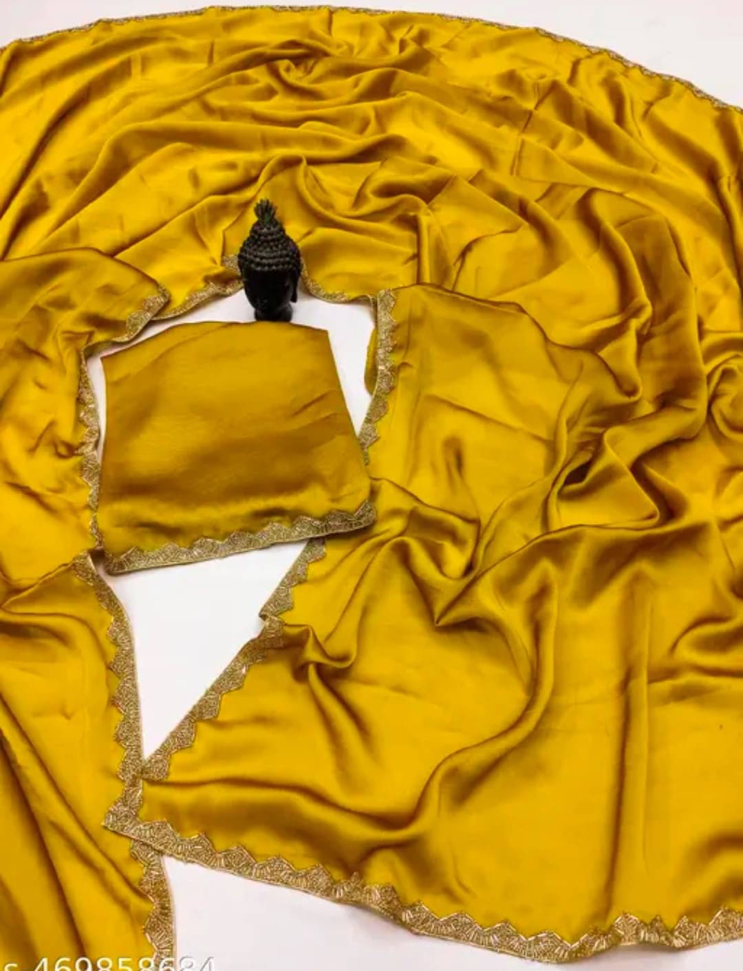     			Keyura Chiffon Solid Venkatagiri Saree With Unstitched Blouse Piece ( Gold )