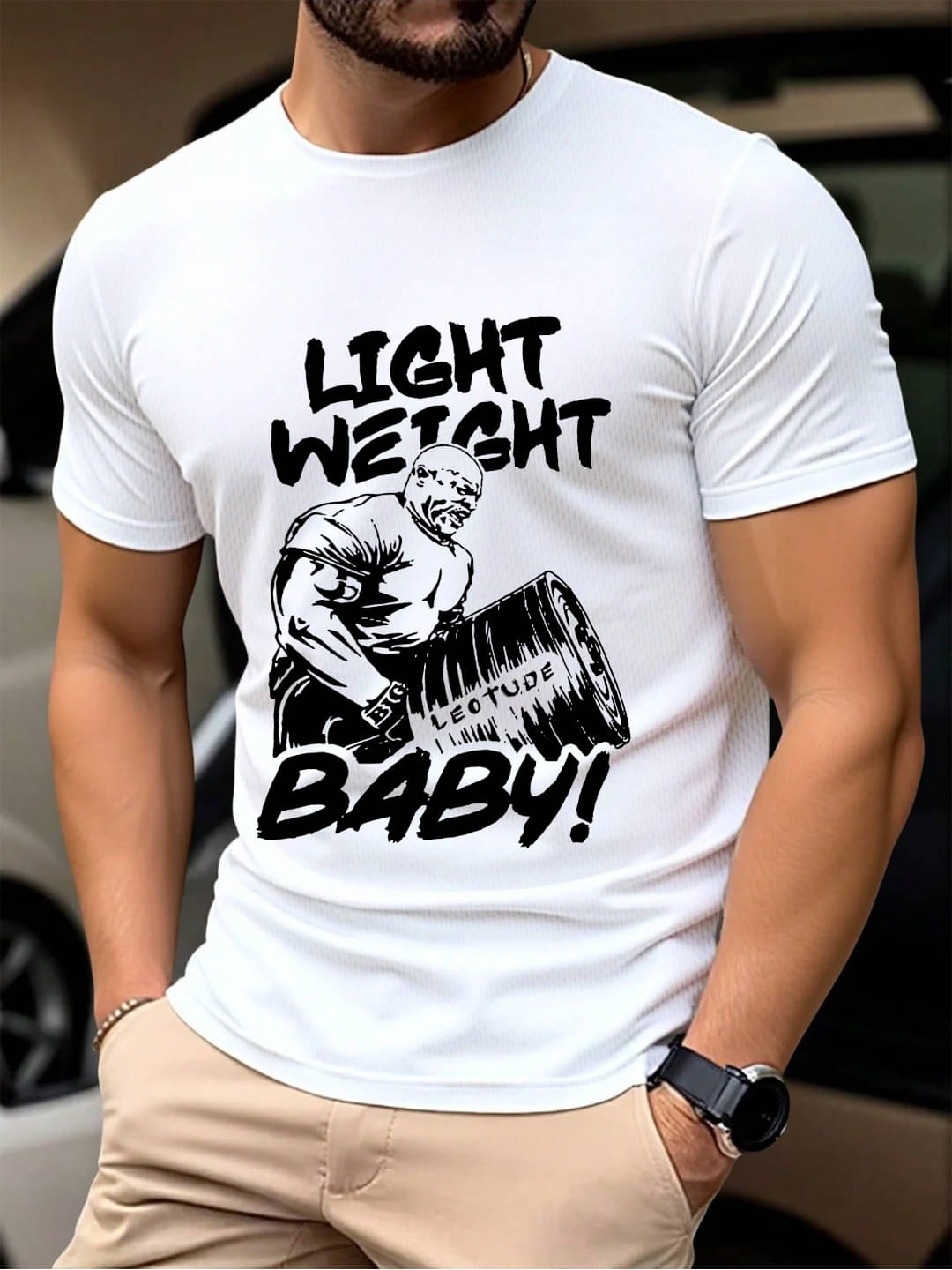     			Leotude Men Cotton Blend Regular Fit Printed T-Shirt ( White )