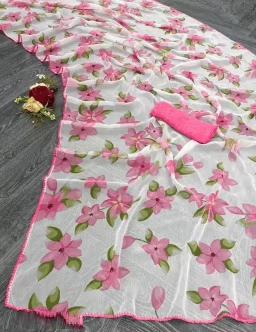     			Nexora Chiffon Printed Bandhani Sarees With Unstitched Blouse Piece ( Pink )