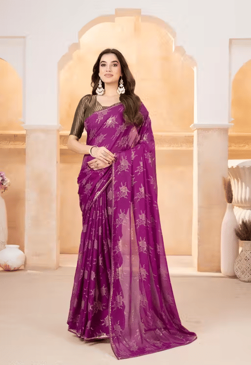 Nexora Georgette Printed Bandhani Sarees With Unstitched Blouse Piece ( Purple ) Nexora Georgette Printed Bandhani Sarees With Unstitched Blouse Piece ( Purple )