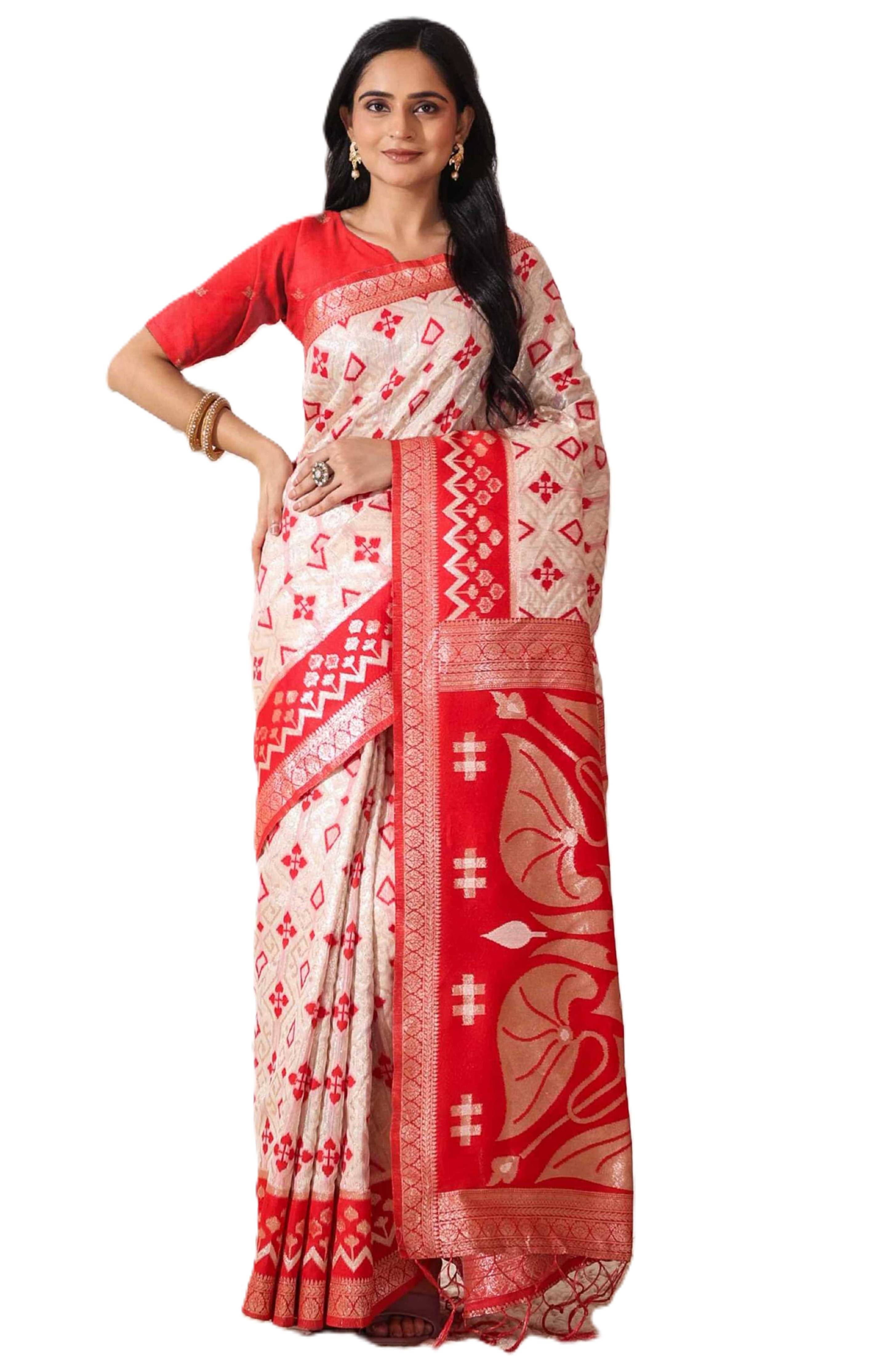 PANZORA Linen Solid Regular Saree With Unstitched Blouse Piece ( Cream ) PANZORA Linen Solid Regular Saree With Unstitched Blouse Piece ( Cream )