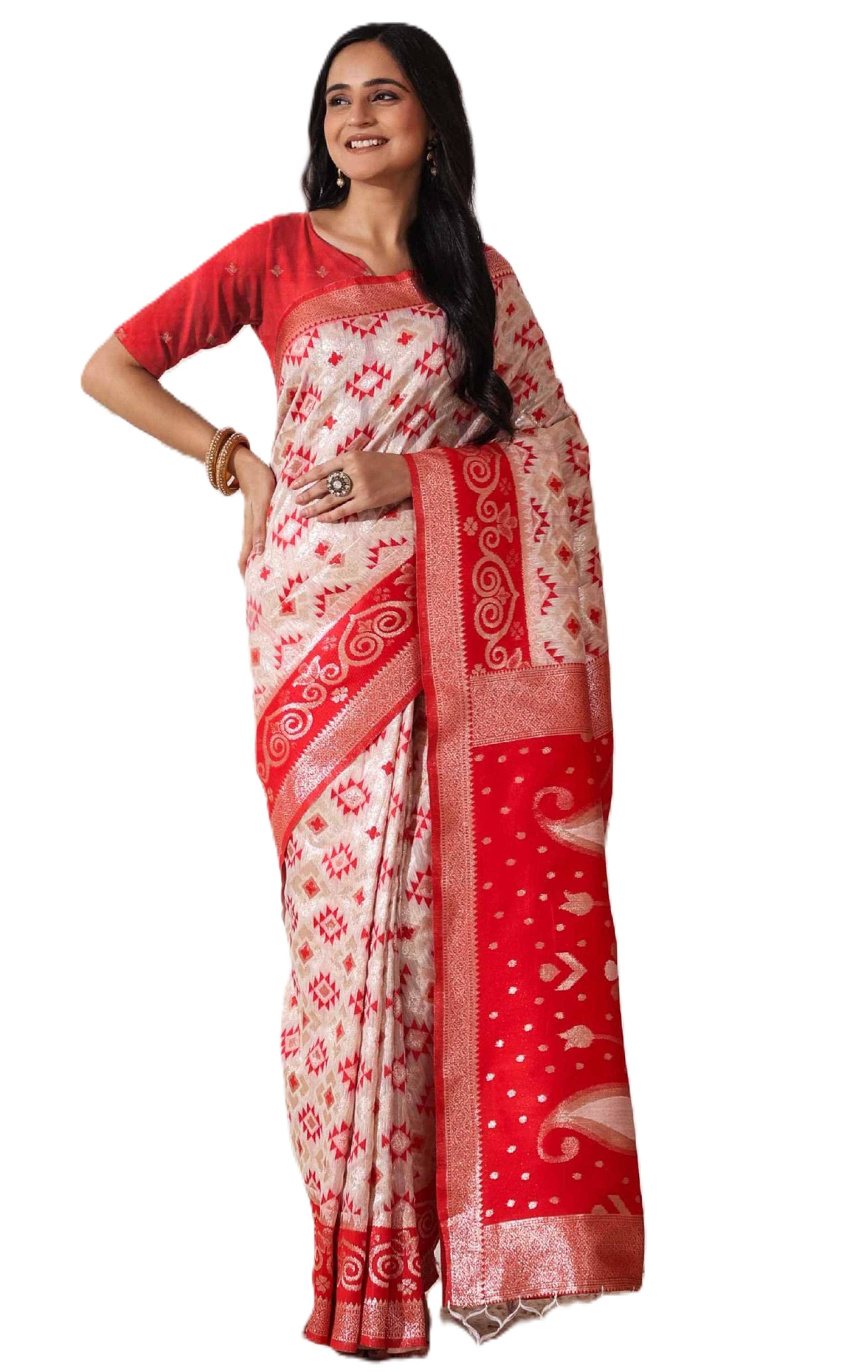     			PANZORA Linen Solid Regular Saree With Unstitched Blouse Piece ( Off White )