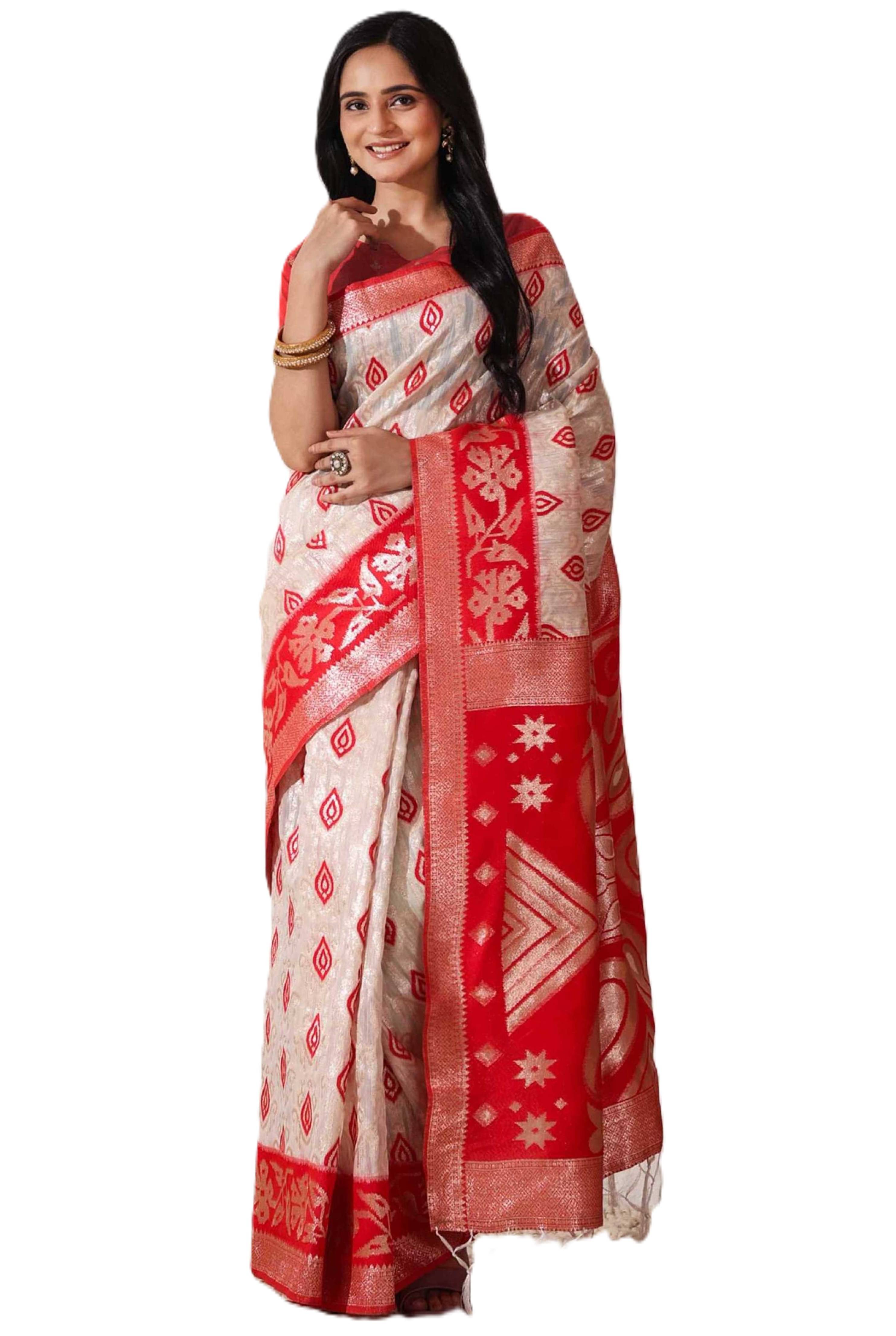     			PANZORA Linen Solid Regular Saree With Unstitched Blouse Piece ( Maroon )