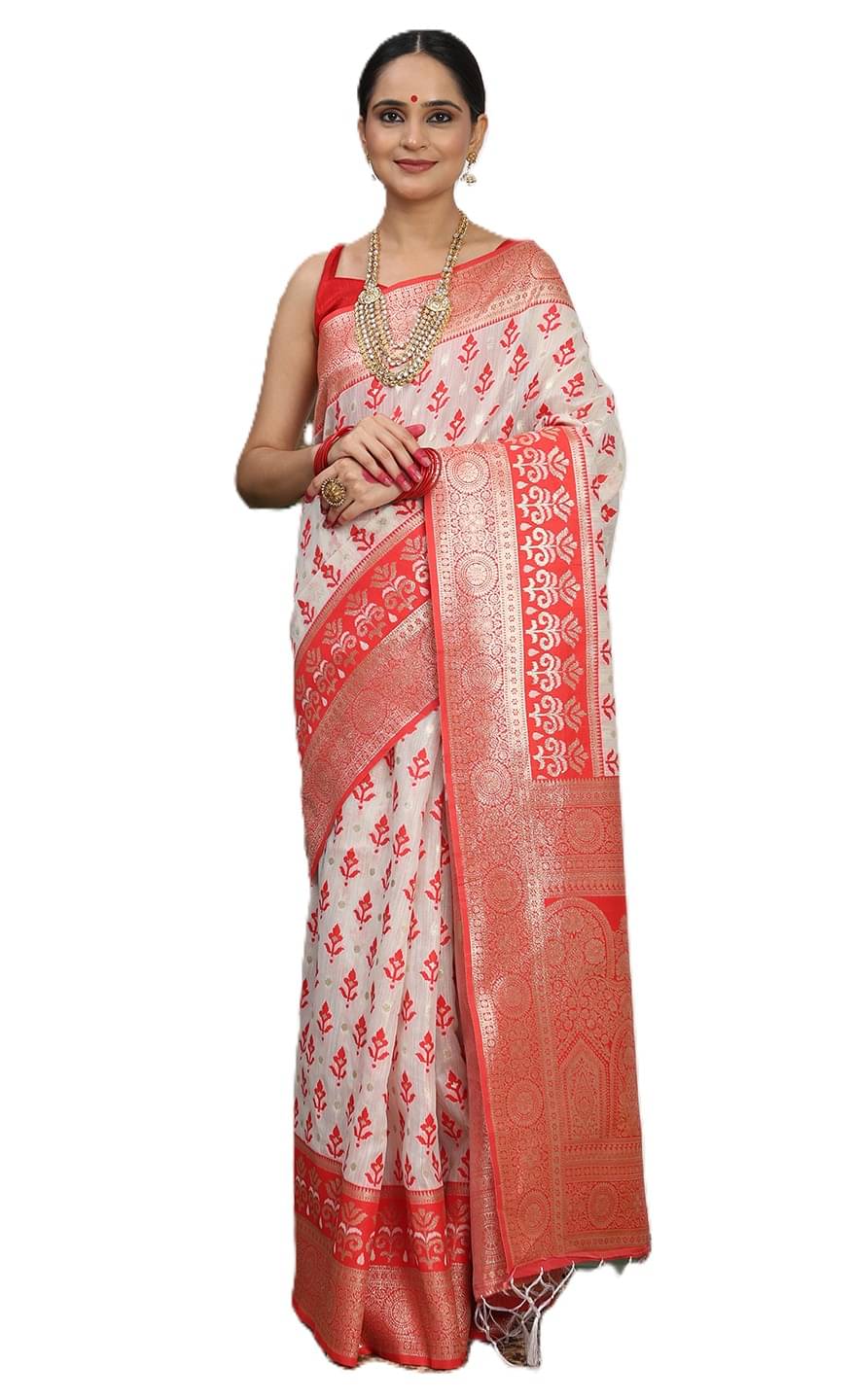    			PANZORA Linen Solid Regular Saree With Unstitched Blouse Piece ( Maroon )
