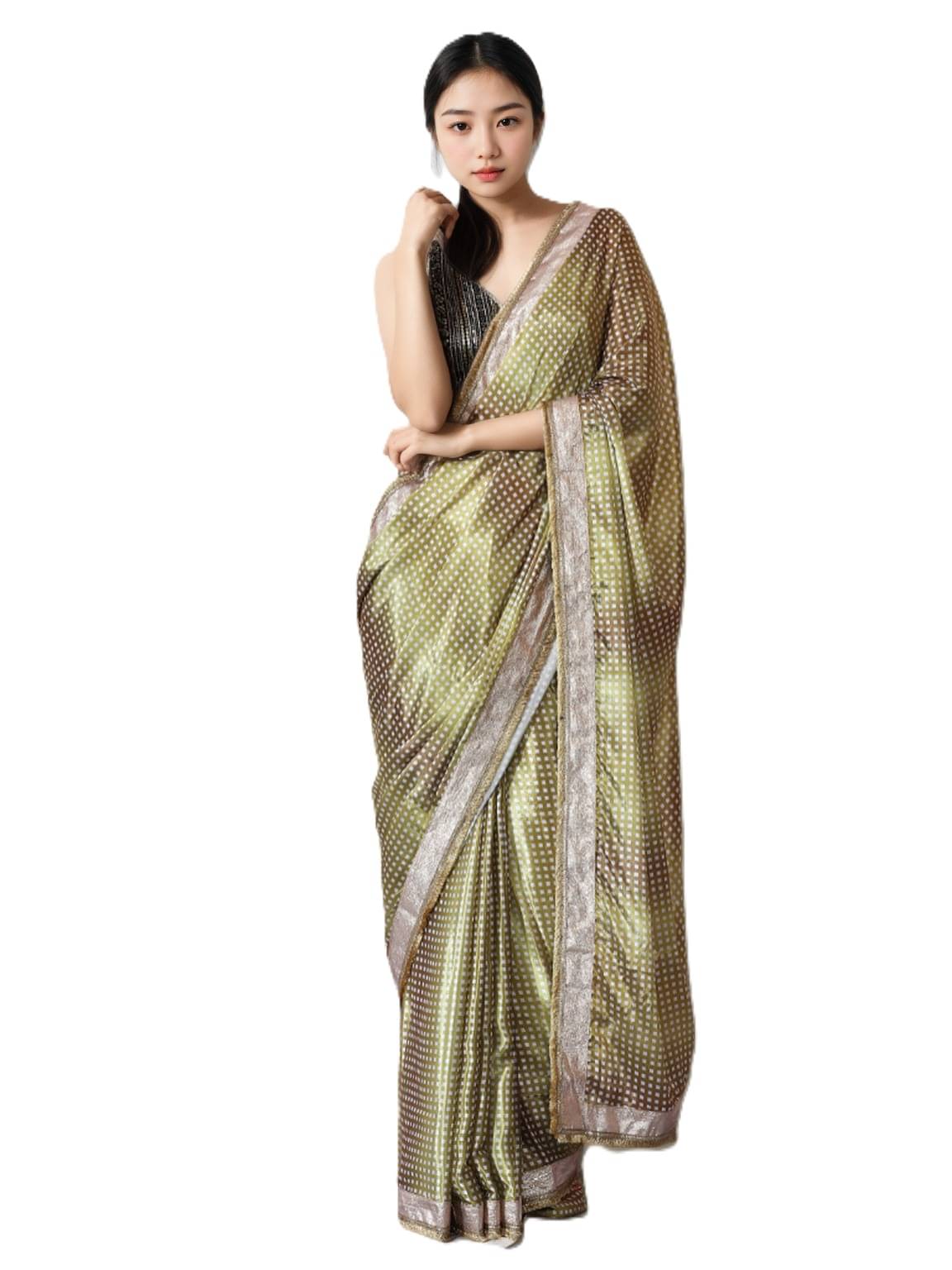 PANZORA Silk Blend Solid Regular Saree With Unstitched Blouse Piece ( Olive ) PANZORA Silk Blend Solid Regular Saree With Unstitched Blouse Piece ( Olive )