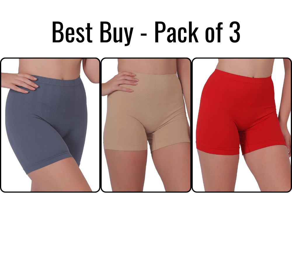     			Pia Trends Women Cotton Blend Tummy & Thigh Shaper ( Grey,Beige,Red )