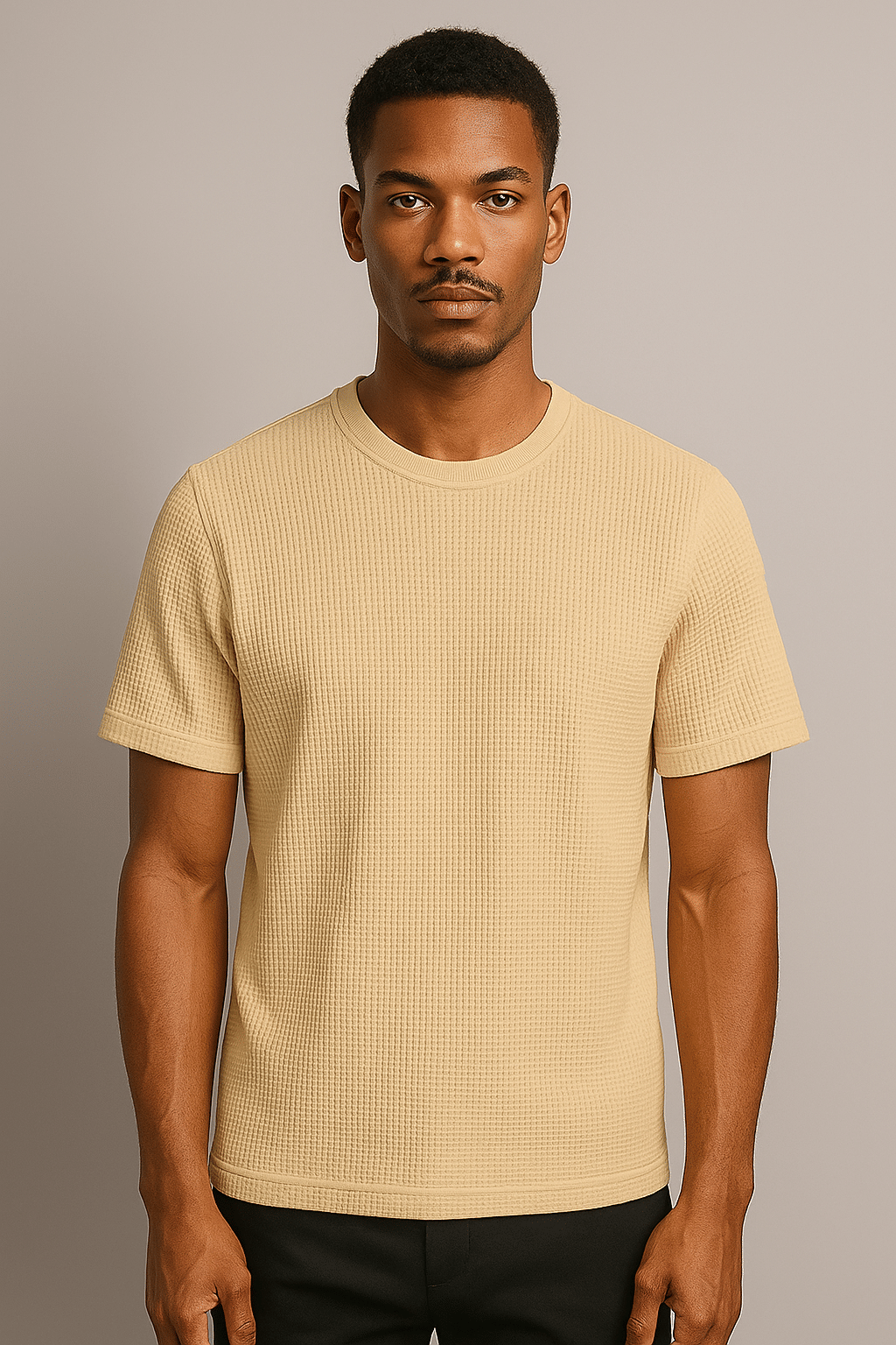 RUFICA Men Cotton Blend Regular Fit Solid T-Shirt ( Beige ) RUFICA Men Cotton Blend Regular Fit Solid T-Shirt ( Beige )