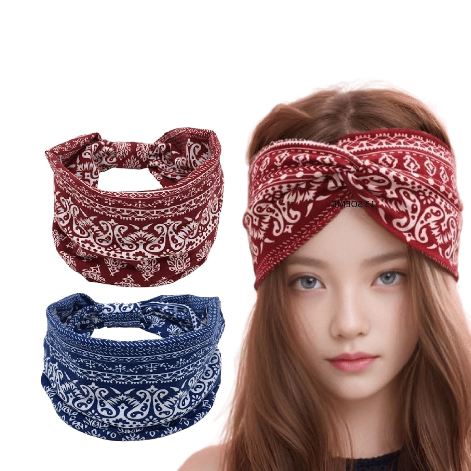     			Savariya Multicolor Cotton Women's Headwrap ( Pack of 2 )