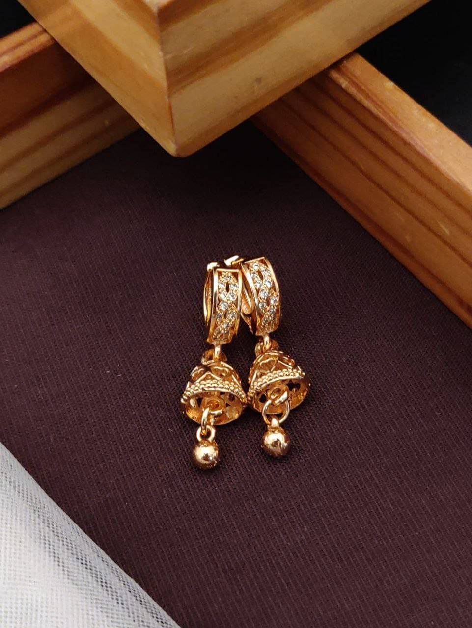     			Shivay Fashion  hub Rose Gold Jhumki Earrings ( Pack of 2 )