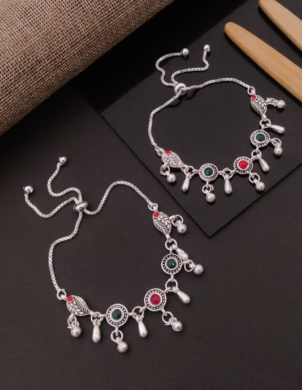 Shivay Fashion  hub Silver Anklets ( Pack of 2 ) - Anklets | Buy online on ZillyBuy