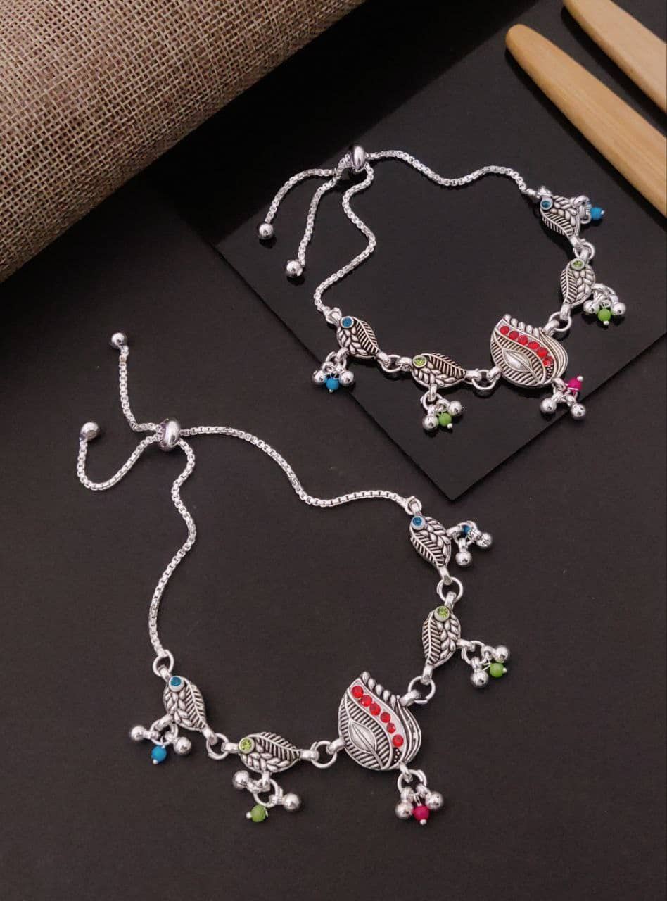 Shivay Fashion  hub Silver Anklets ( Pack of 2 ) - Anklets | Buy online on ZillyBuy