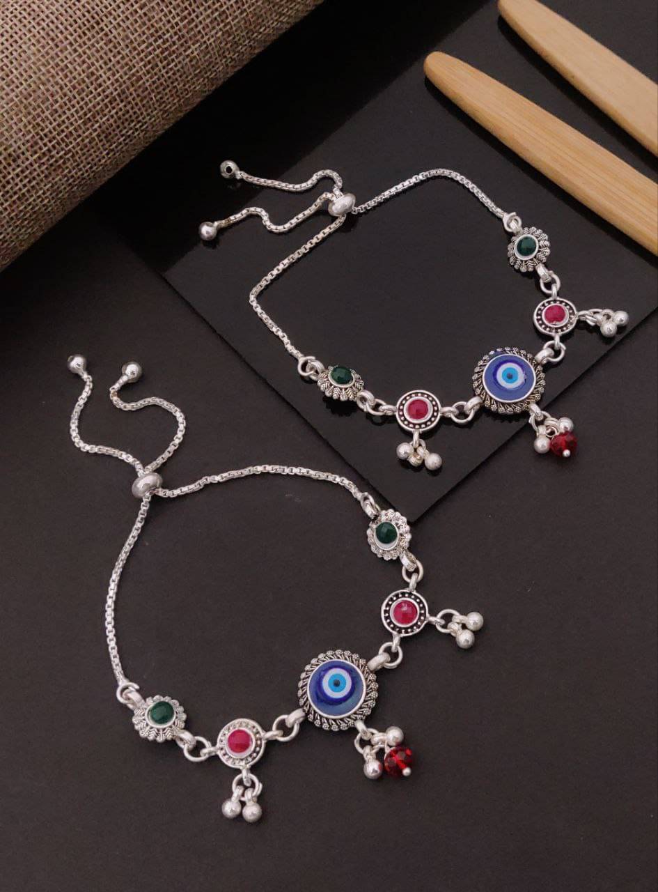     			Shivay Fashion  hub Silver Anklets ( Pack of 2 )