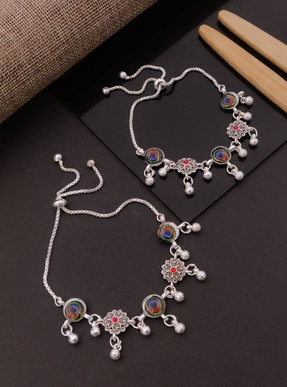 Shivay Fashion  hub Silver Anklets ( Pack of 2 ) - Anklets | Buy online on ZillyBuy