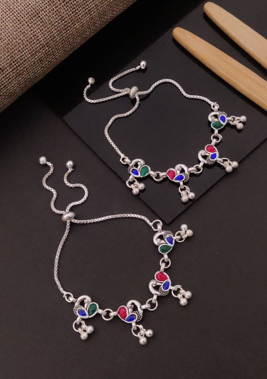     			Shivay Fashion  hub Silver Anklets ( Pack of 2 )