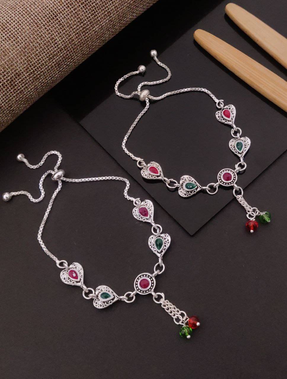 Shivay Fashion hub Silver Anklets ( Pack of 2 ) Shivay Fashion hub Silver Anklets ( Pack of 2 )