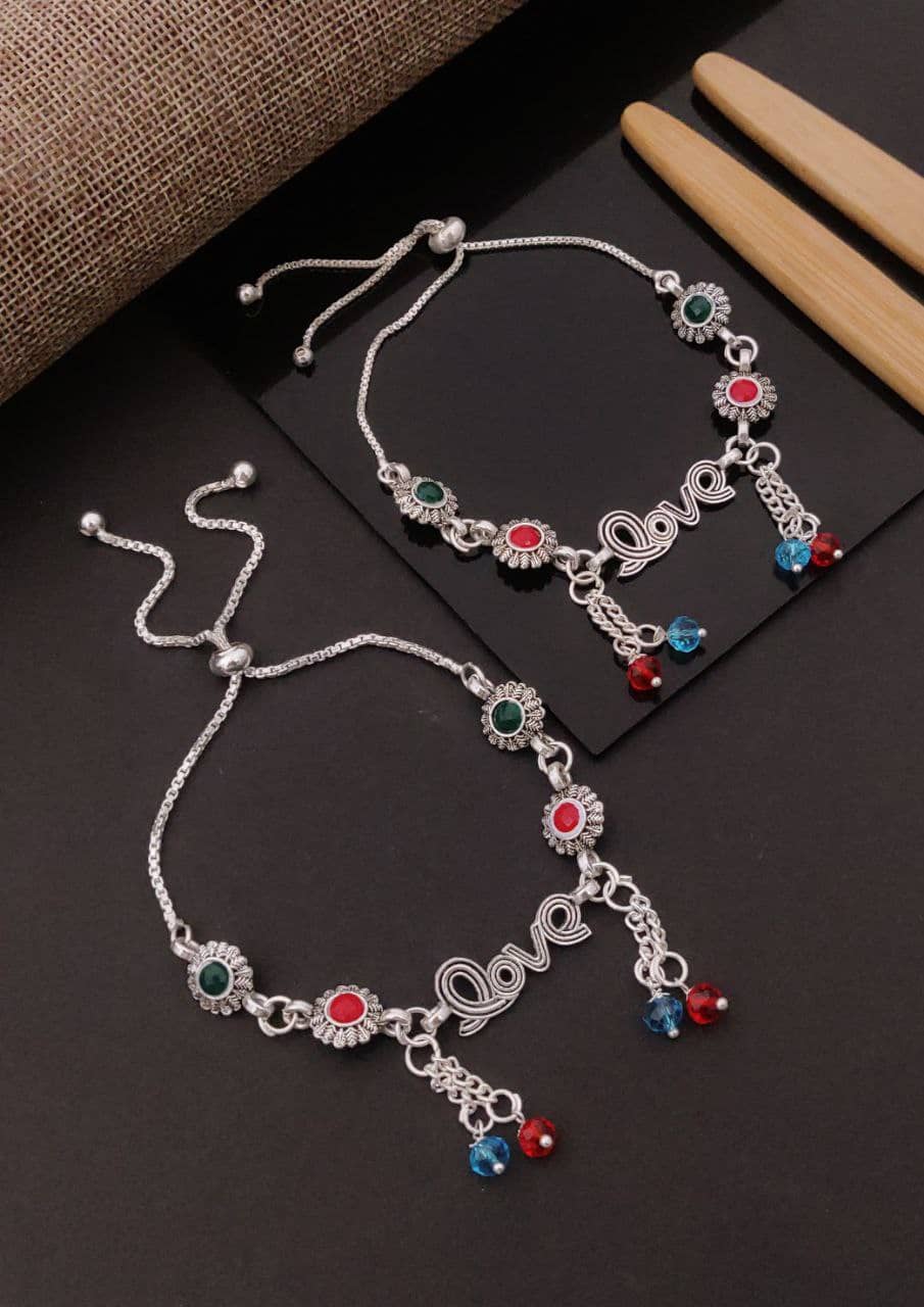 Shivay Fashion  hub Silver Anklets ( Pack of 2 ) - Anklets | Buy online on ZillyBuy