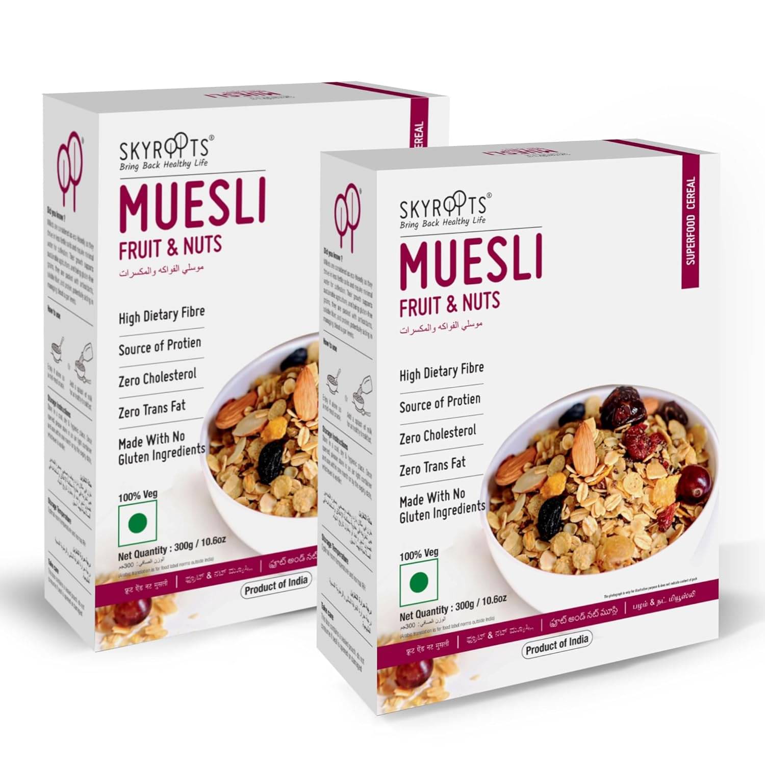     			Skyroots Fruit & Nuts Muesli 300 gm Pack of 2