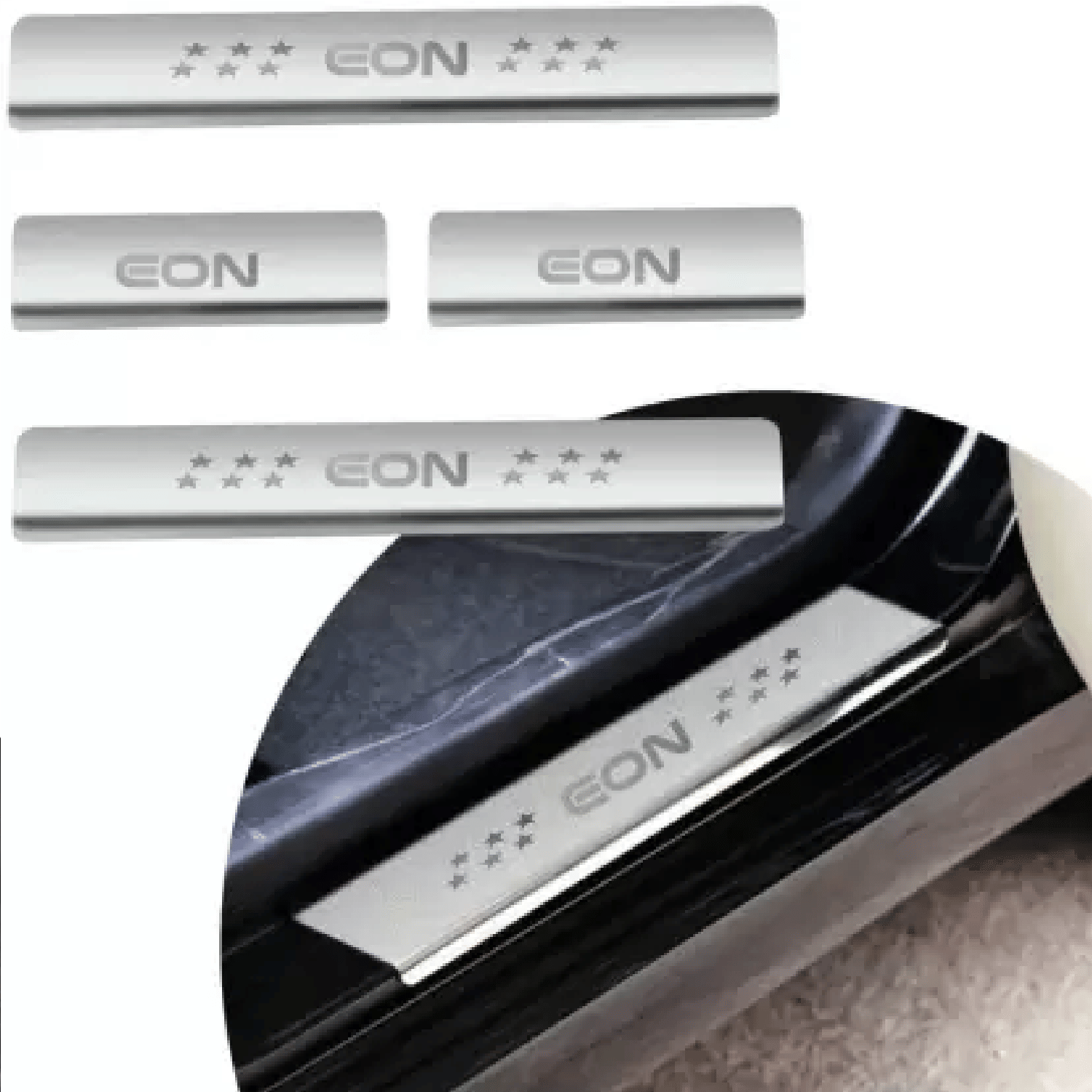     			SureStrive Stainless Steel Car Footstep Without Led Door Sill Plate Leg Plate Non-Led Silver Color for Hyundai Eon All Model Set of-4