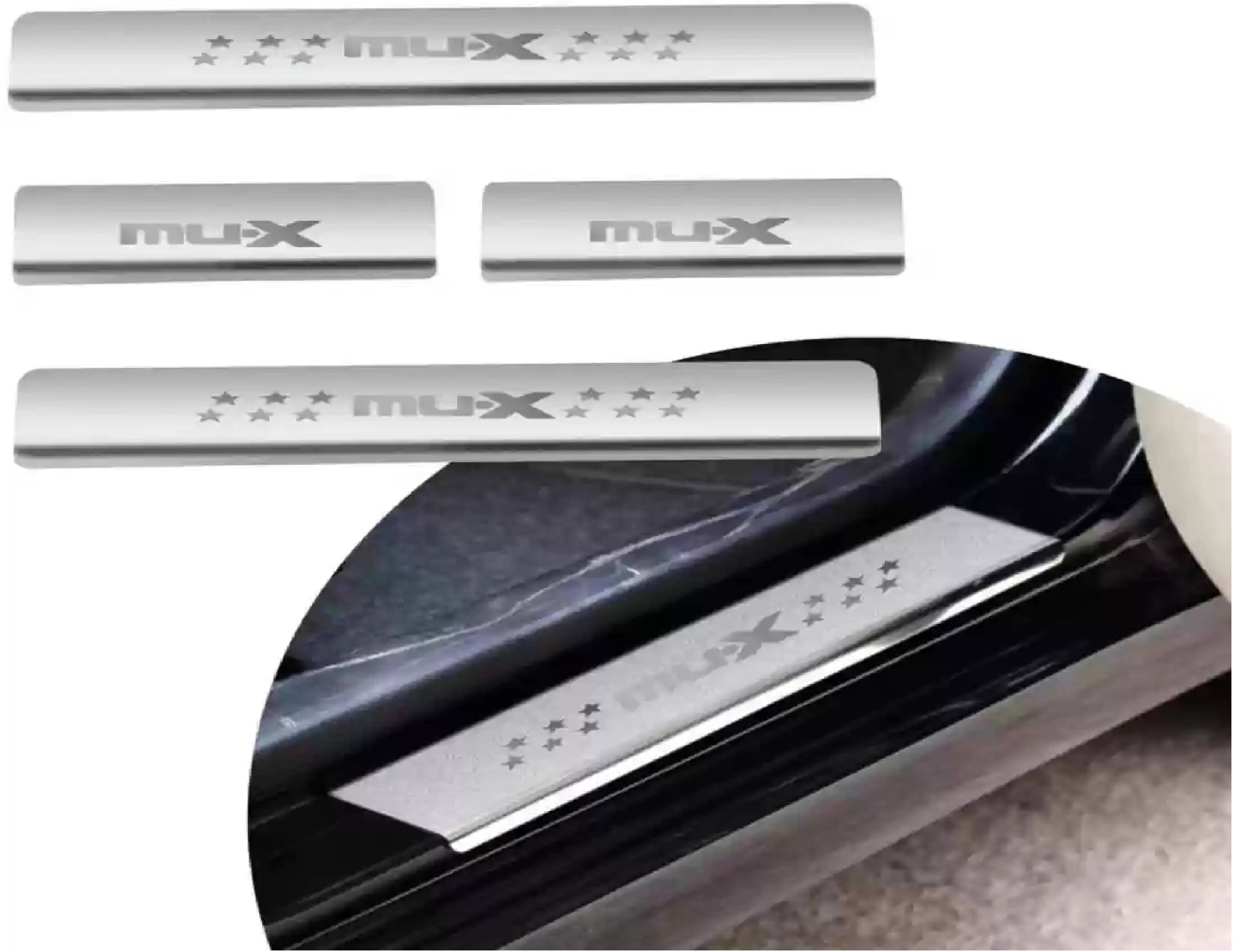     			SureStrive Stainless Steel Car Footstep Without Led Door Sill Plate Leg Plate Non-Led Silver Color for Isuzu Mux All Model Set of-4