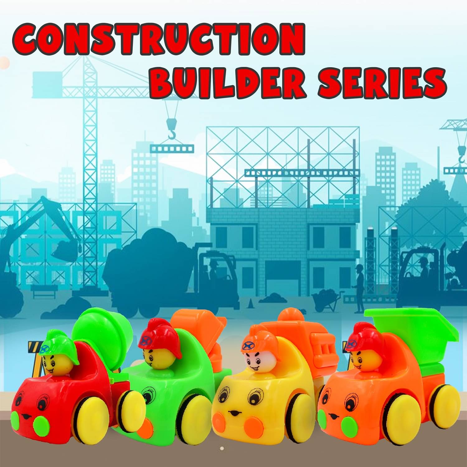 ToyBharat Builder Series 4 Piece ToyPullback Car |Travel Toys |Intractive Toys for Kids- Any Colour ToyBharat Builder Series 4 Piece ToyPullback Car |Travel Toys |Intractive Toys for Kids- Any Colour