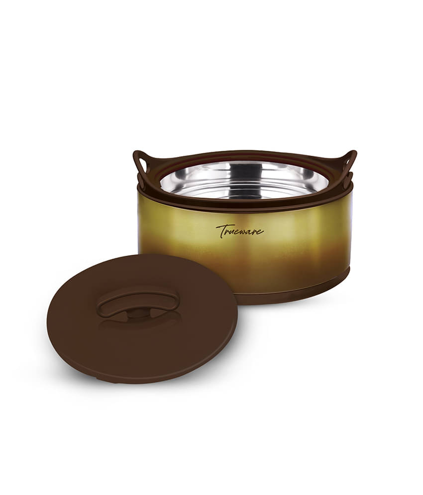     			Trueware Iconic Lacquer Coating Golden Steel Thermoware Casserole ( Set of 1 , 1500 mL )
